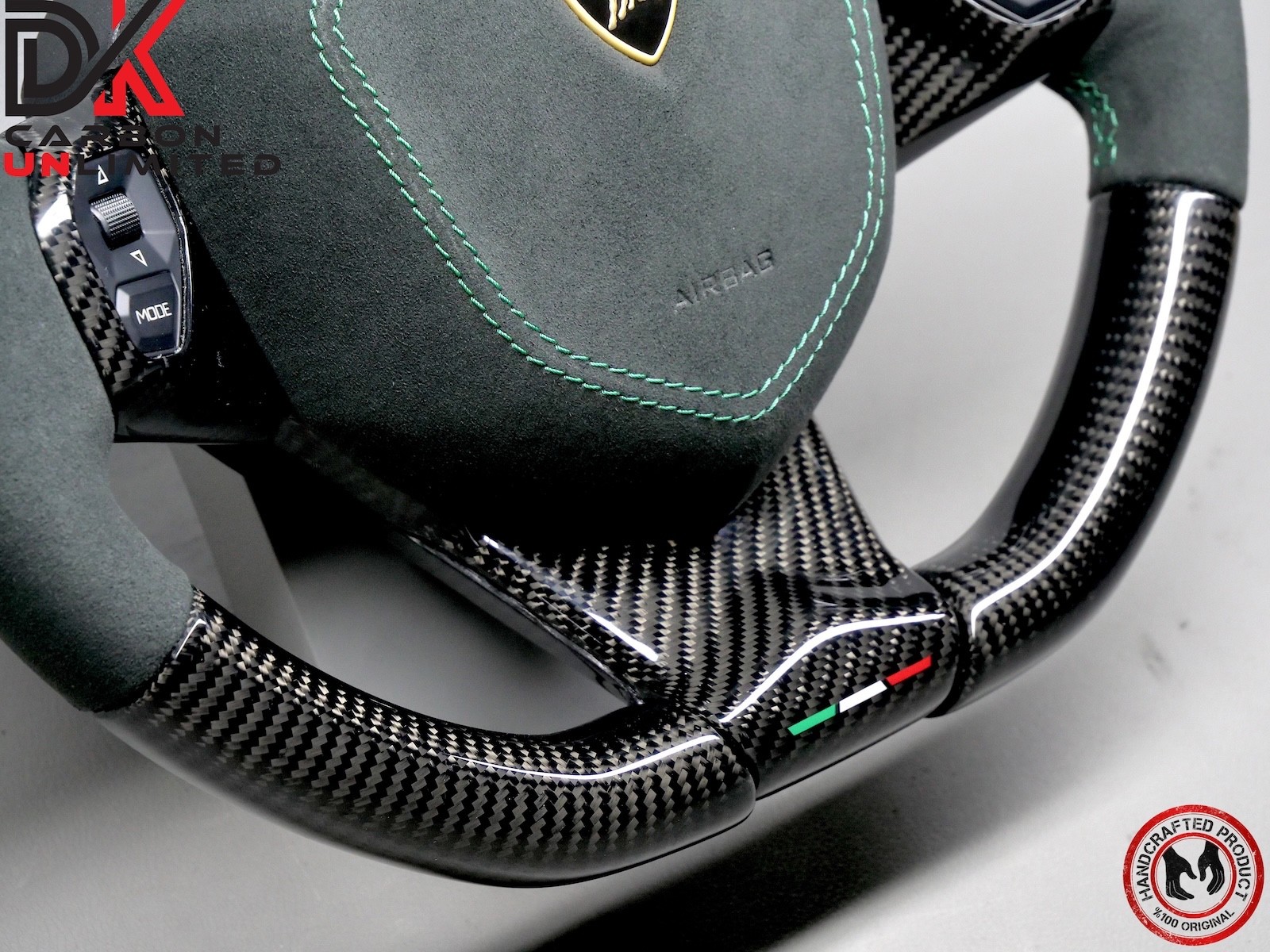 Lamborghini Aventador LP700 LP750 Green Ring Alcantara Carbon Steering Wheel v4