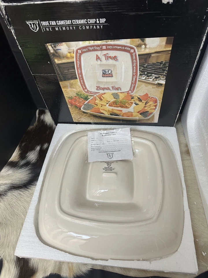 Alabama Crimson Tide True Fan Gameday Ceramic Chip and Dip Platter NIB 12" - Image 2 of 4