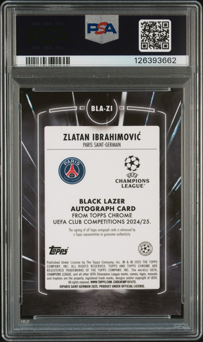 2024-25 TOPPS CHROME UCC BLACK LAZER ORANGE ZLATAN IBRAHIMOVIC /25