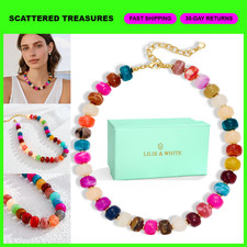 Chunky Resin Beaded Necklace for Women - Minimalist Modern Statement Jewelry