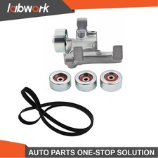Labwork Belt Tensioner & 3 Pulley+ Drive Belt Kit For Toyota Tacoma 2005-2015
