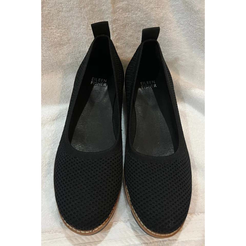 Eileen Fisher черный вязаный балетки поскользнуться на комфорт Etta размер 7,5 эластичной новый - Изображение 3 из 4