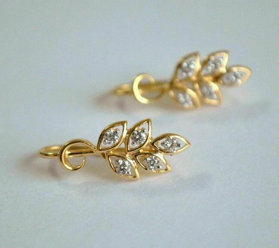 Encantador pendiente colgante/gota chapado en oro amarillo de 14 k diamante simulado redondo de 3 quilates Foto 3 de 4