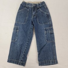 Gymboree Boy's Blue Denim Jeans Size 4 Cargo Pockets Vintage 2004 Adjustors EUC