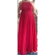 Lulus Red Halter Maxi Dress – Size M | Formal Evening Gown