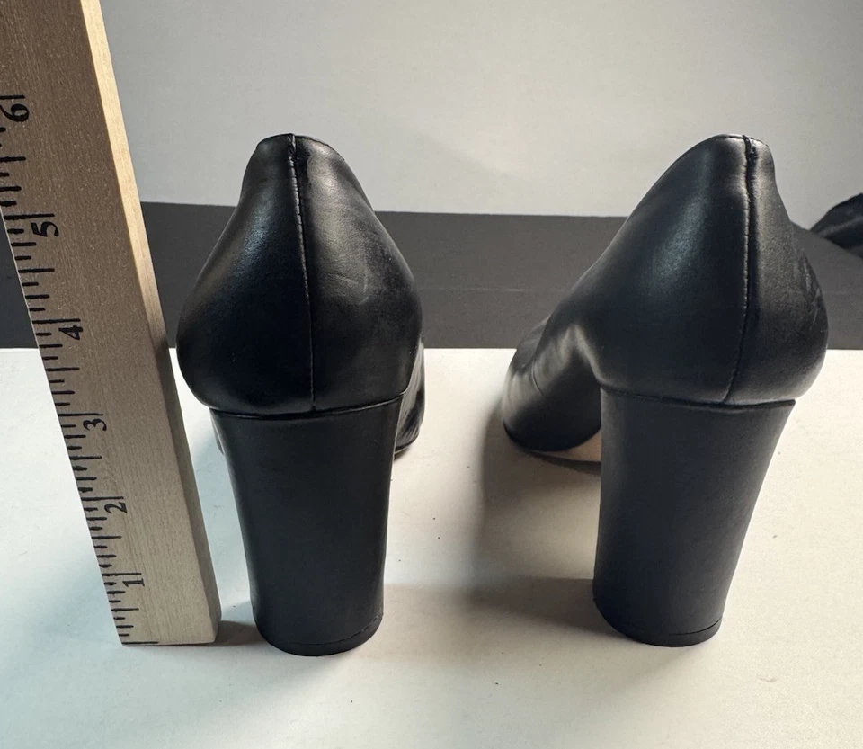 Zapatos de trabajo Antonio Melani para mujer talla 7,5 M de cuero negro punta en bloque Foto 3 de 4