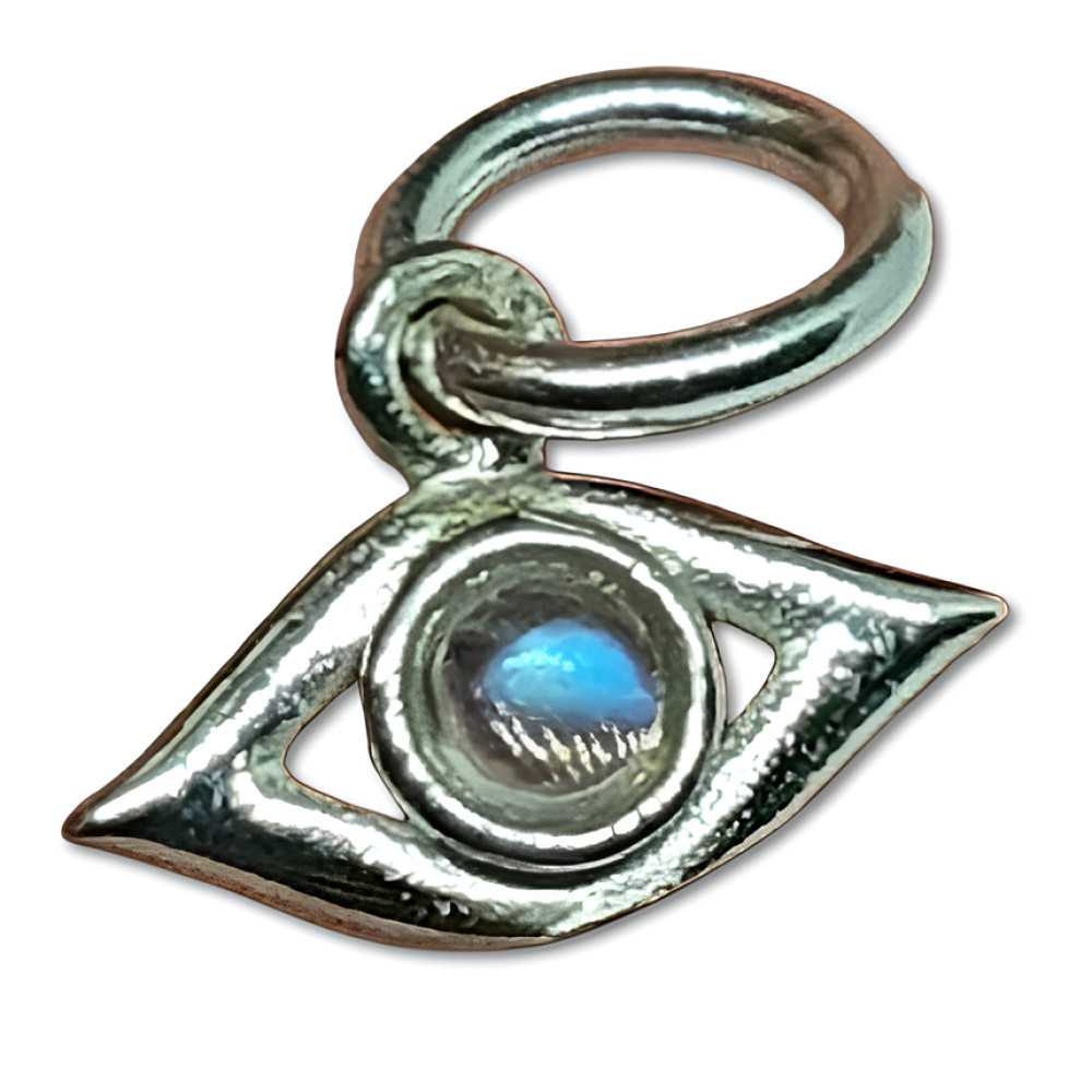 Evil Eye Moonstone Tiny Chain Charm Talisman Protection 925 Sterling Silver