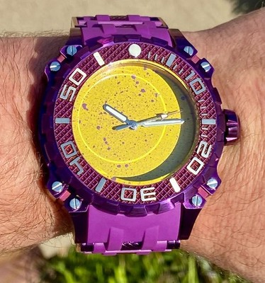 Invicta Sea Spider Customized Dial LSU Lakers Vikings Purple Yellow Gold Watch