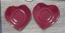(2) Philippe Deshoulieres Limoges France Heart Saucer Burgundy