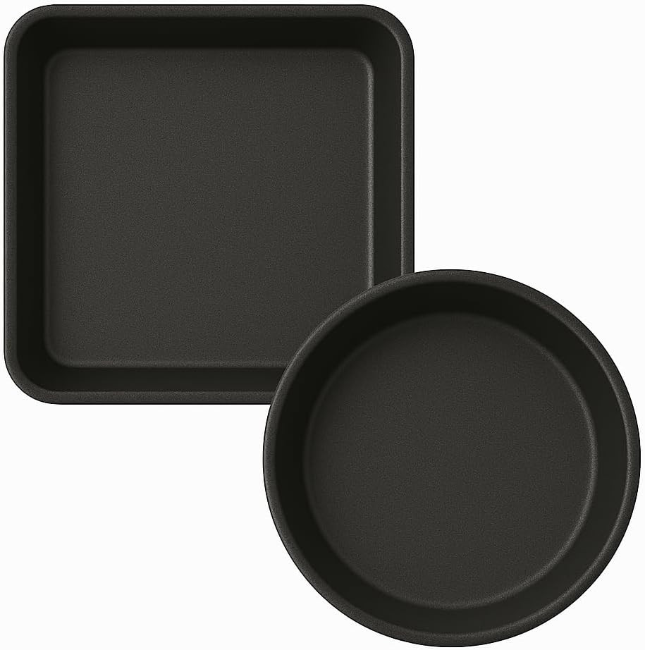® Set 2 Teglie per Friggitrice Ad Aria – 1 Quadrata 20,4X20,4X5 Cm + 1 Rotonda Ø