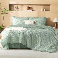 King Size Comforter Set with Sheets - 7 Pieces Bed King 104"x90" Sage Green