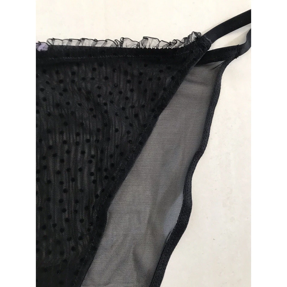 Savage X Fenty Panties Women 1X Sheer Polka Dot Stripe Pleated Lingerie NWOT - Image 2 of 4