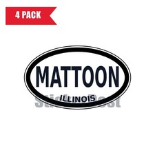 Illinois Mattoon Oval Sticker 4 Pack 3x2 Inch