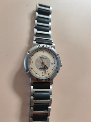 Tissot Armbanduhr Martini Racing weißes Zifferblatt schwarzes Armband