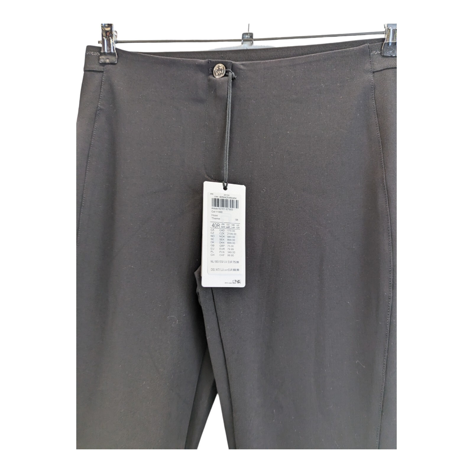 gerry weber womens trouser black straight leg flat front button closure size 40R image 4