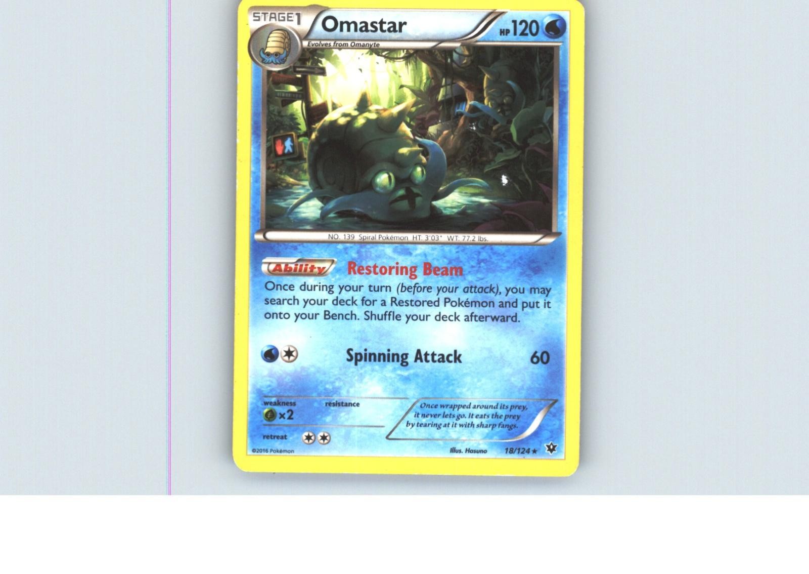 Omastar 18/124 Rare Fates Collide Pokemon Near Mint