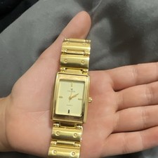 Croton Women s Gold Tone Rectangle Analog Quartz Bracelet Watch 12-Hour Dial