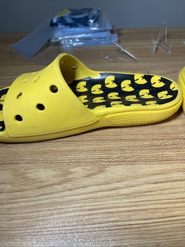 Used 2022 Crocs x Wu-Tang Clan Slides Men's Sz 9 Women’s Sz 11 Black Yellow - Picture 3 of 15