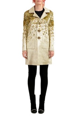 Dsquared2 Women's Embellished Sparkle Button Down Trench Coat US S IT 40