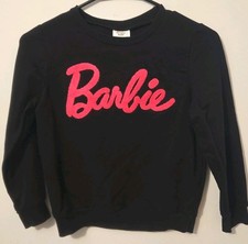 Barbie Girls Sweatshirt Black Pink Logo Fuzzy Chenille Lettering PatPat Size 8  9