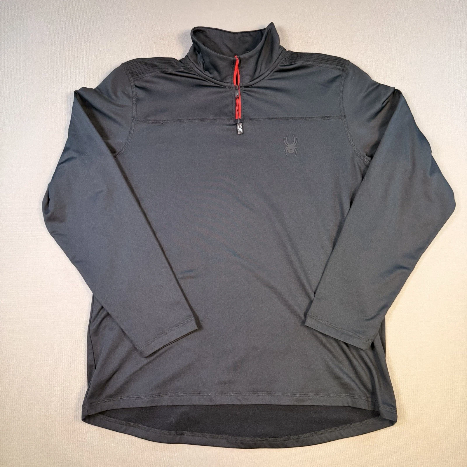 Spyder Active Black Quarter Zip Long Sleeve Athletic Pullover Men Medium EUC