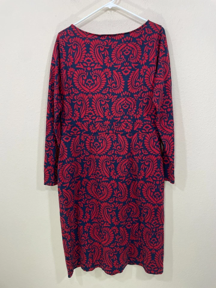 Vestido Boden Florrie Talla US 14L Rojo/Azul Paisley Floral Slubbed-Algodón Jersey Foto 4 de 4