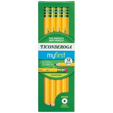 Ticonderoga My First Wood-Cased Pencils, 12 Count Pack of 1 , Yellow