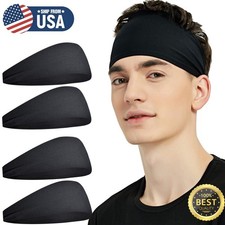 4 Men's Running Headbands Sweatbands Sports Sweat Bands Workout Fitness Gift US