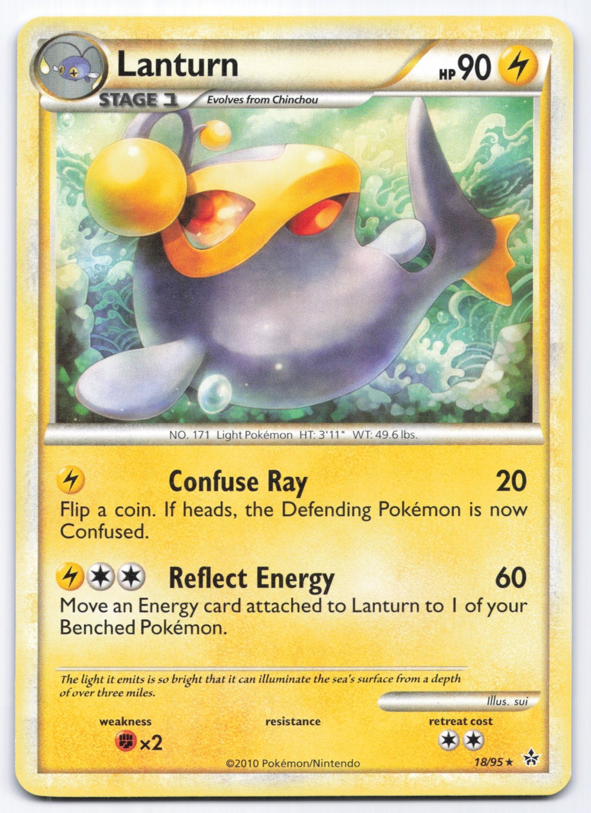 Lanturn 18/95 Unleashed Pokemon Card Non-Holo Rare LP