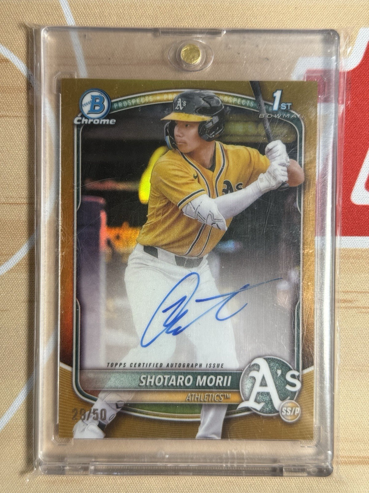 2025 Bowman Chrome Shotaro Morii Auto 1st Gold Refractor /50 True CPA-SM A’s RC