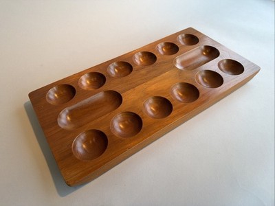 Piet Hein Teak Holz Kalaha Spielbrett für Skjøde Skjern Denmark Mid Century