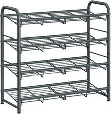 Grey, Garage, for Entryway, Metal Shoe Shelf with Adjustable Tilt Angle, Sh