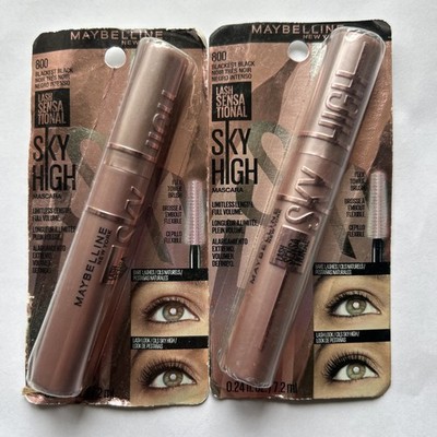 2ct Maybelline Lash Sensational Sky High Mascara #800 Blackest Black 0.24 oz ea