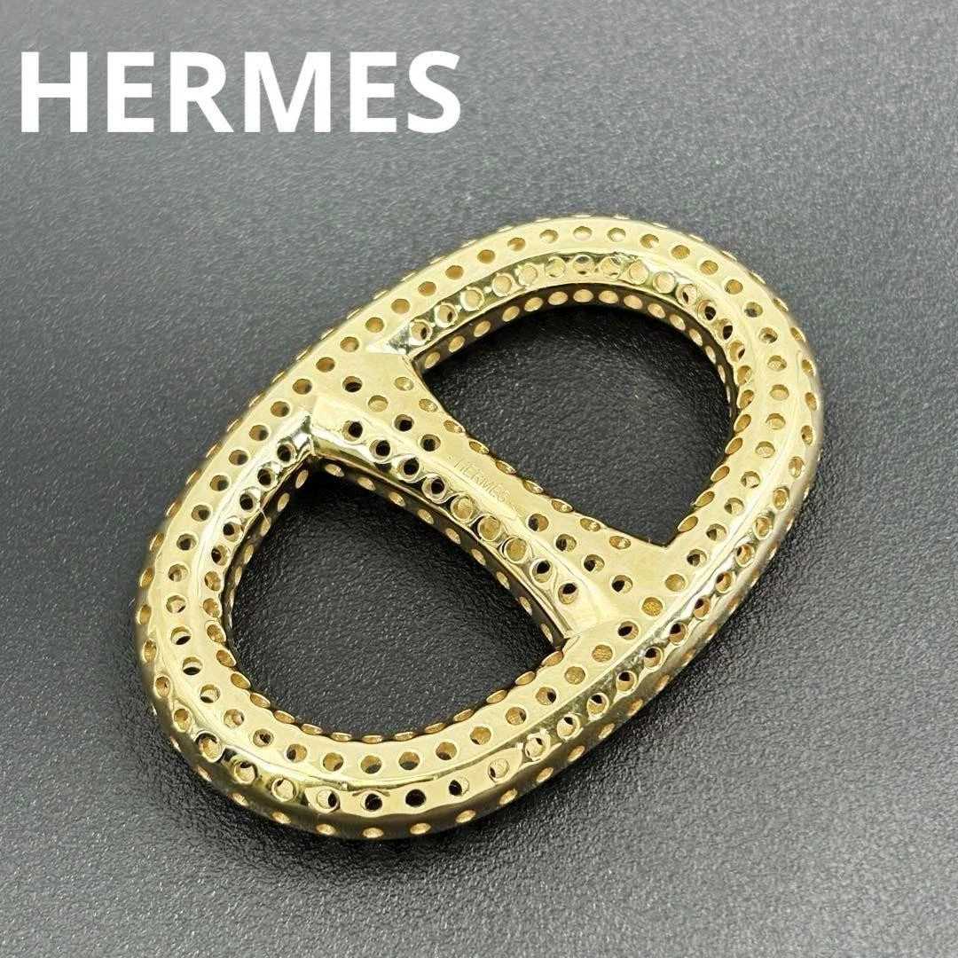 HERMÈS Hermes Anello Sciarpa Metallo Oro 3 5 x 5 3 cm Accessori Donna Catena D Ancre