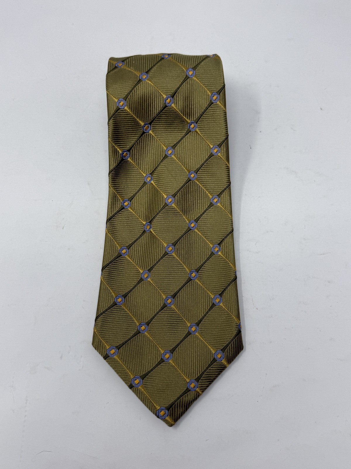 Robert Talbott Gold Blue Patterned Silk Tie Nords… - image 1