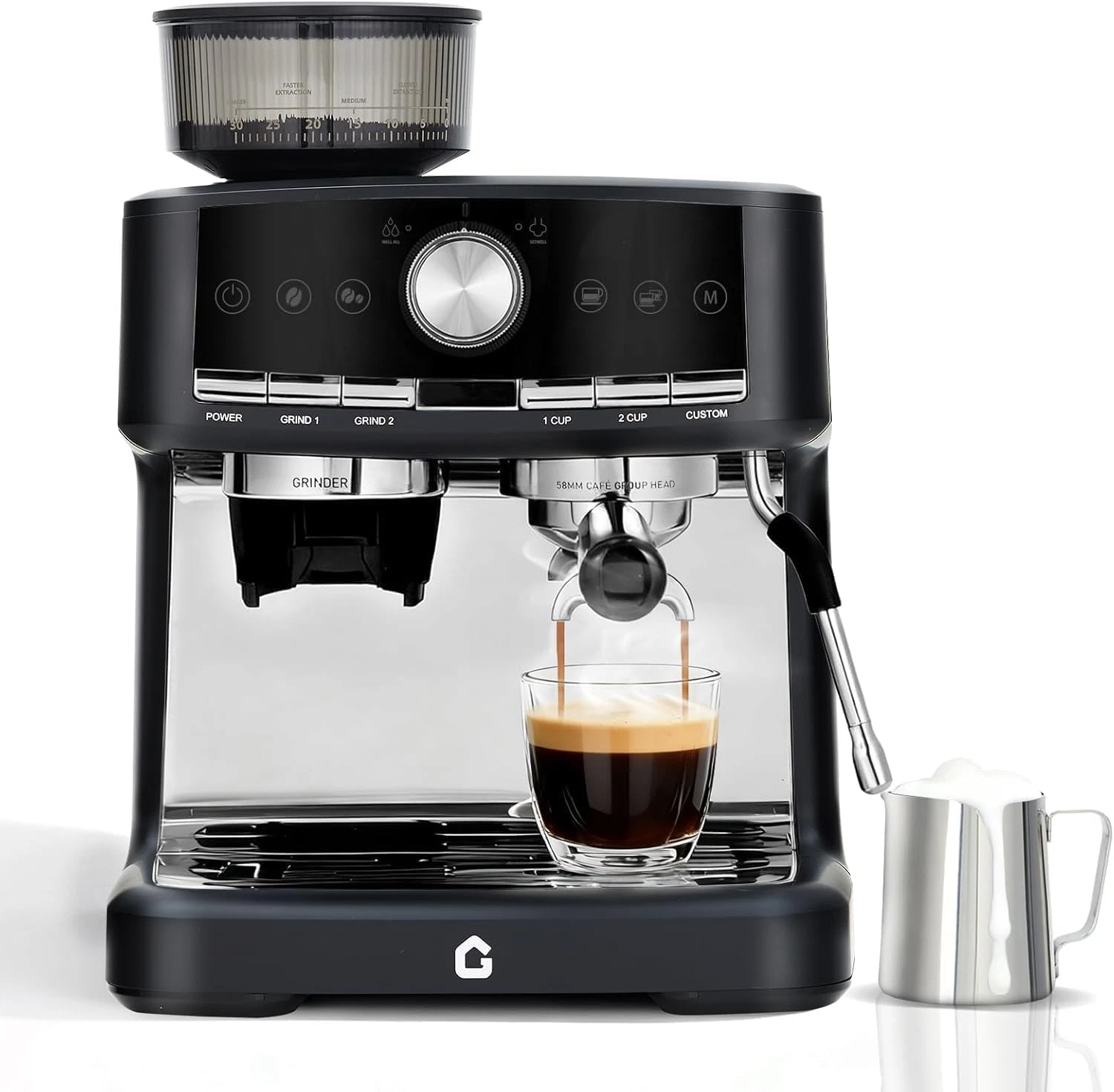 20 Bar Espresso Machine with Grinder & Frother, Stainless Steel