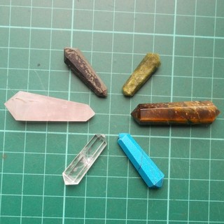Auction 6 x Crystal Gemstone Double Terminated DT Wands Pencil Points