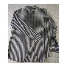 J. Ferrar Mens Black Striped Long Sleeve Button Down Shirt Size L 16-16.5 EUC