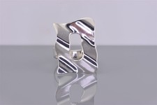 Sterling Silver 26mm Ripple Wavy Cutout Modernist Band Ring 925 Sz: 8