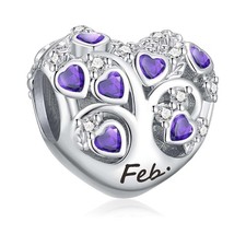 February Birthstone Charms for Heart Dangle Charms for Bracelets and Necklaces,
