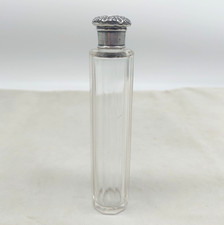 Antique Glass Perfume Bottle Sterling Silver Lid Birmingham 1897 CJ 16.8cm