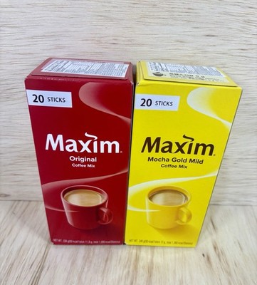 Maxim Korean Instant Coffee, Original 20 Sticks + Mocha Gold Mild 20 Sticks