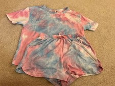 Social Academy Cute Girls Blue Pink Galaxy Set T-Shirt Shorts, Size Girls 12