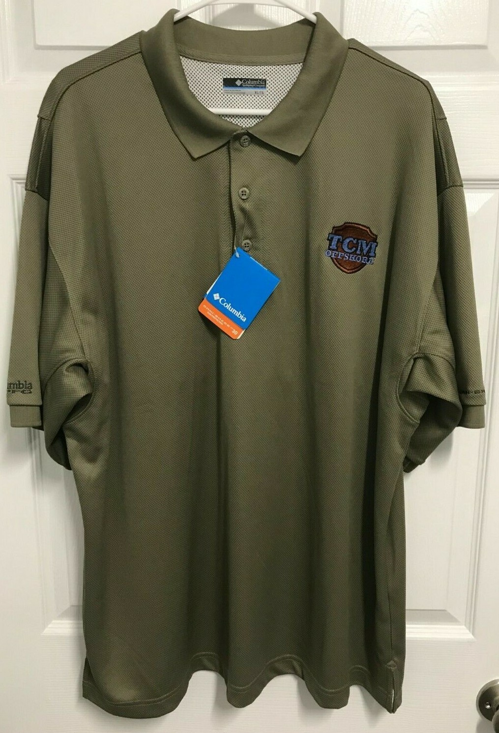 TCM OFFSHORE Men Khaki Vent Short Sleeve Fishing Polo Shirt XL Columbia NEW TAG