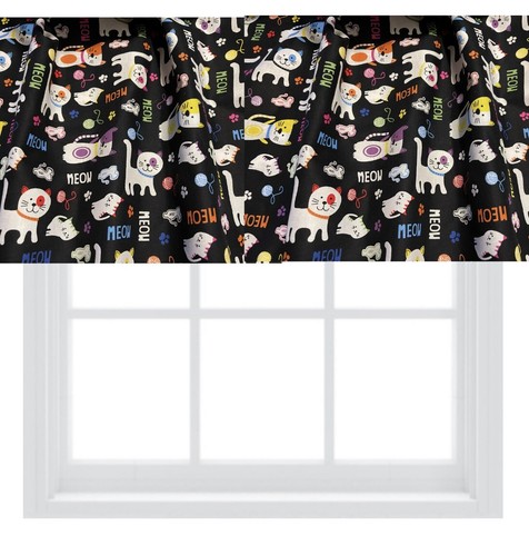 Meow Kitty Cat Valance 42”W x 14”L Cotton Custom Window Treatment | eBay