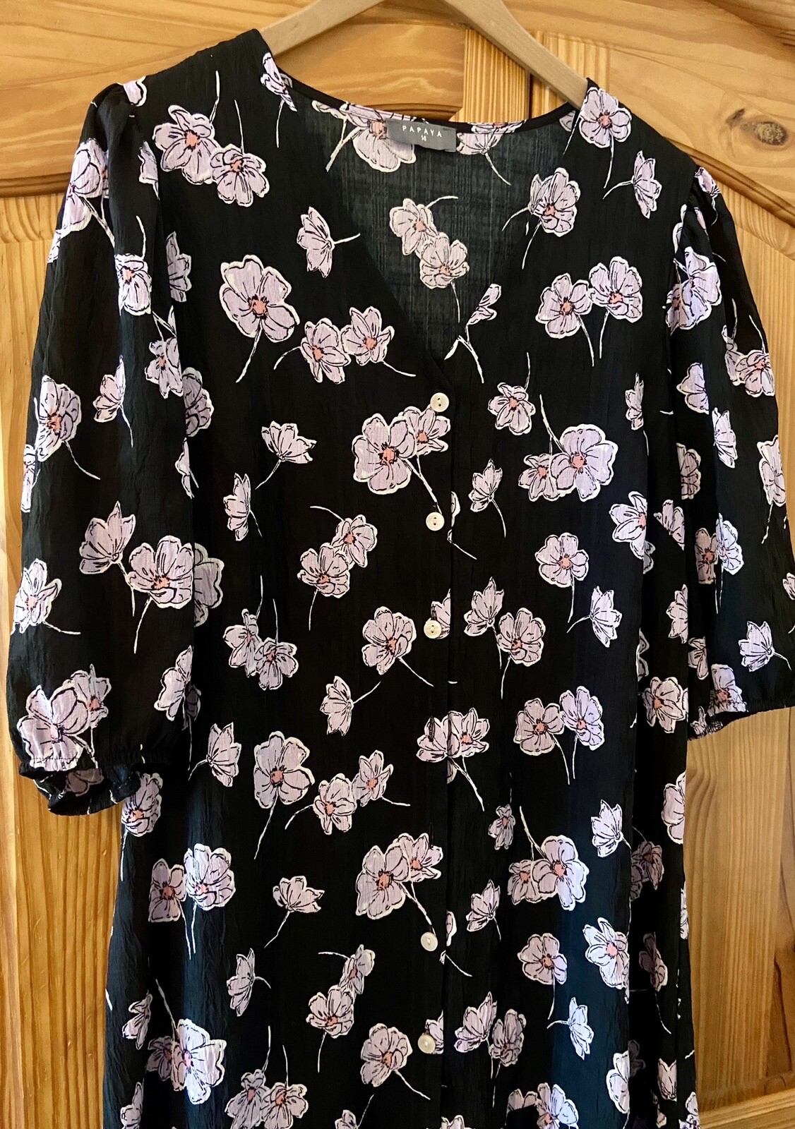 Papaya Black Floral Midi Shirt Dress Retro Style VGC Size 14 eBay