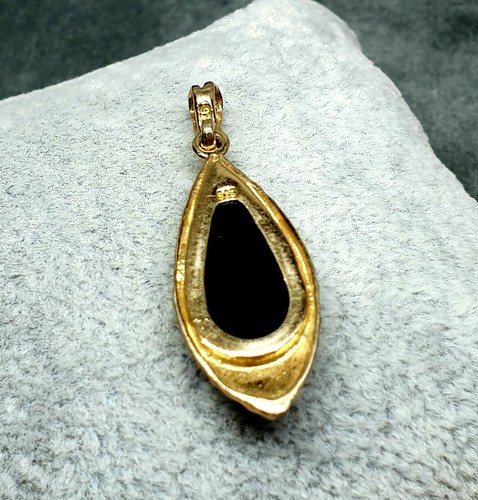 Baltic Amber-Pendant-Dark Red/Cherry Colour-925 Sterling Silver- 14k Gold Plated - Picture 5 of 6