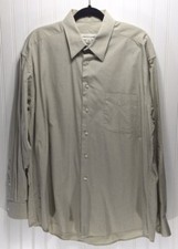 PRONTO UOMO Mens Size 17 34/35 Tan Cotton Dress Shirt Long Sleeve