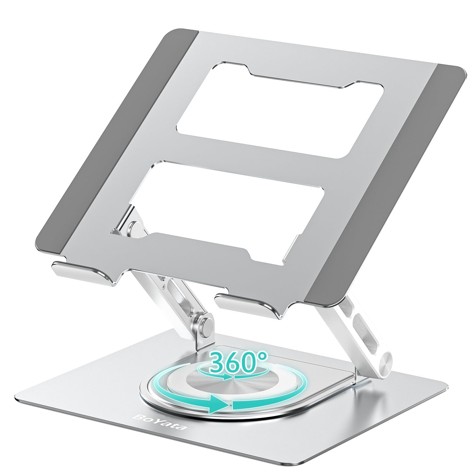 360° Swivel Ergonomic Adjustable Laptop Stand for Desk with Riser-image