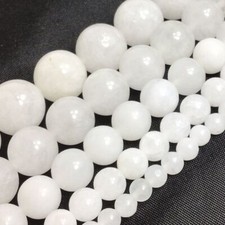 White Jade Round Beads 15" Strand 4mm 6mm 8mm 10mm 12mm Gemstone Natural